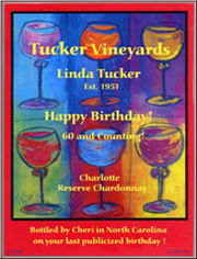 Vineyard Designs Personalized Cheese Board Fun Label Six Glasses